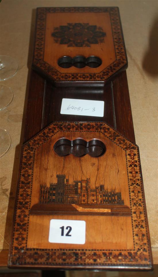 Tunbridge ware rosewood book slide with gaugework view of Eridge Castle